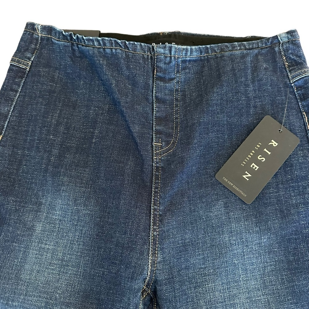Risen Pull On High Rise Dark Wash Blue Denim Skinny Jeans Size Medium NWT - Picture 4 of 12